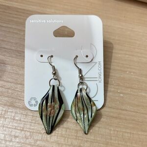Icing Green and Black Leaf Earrings
